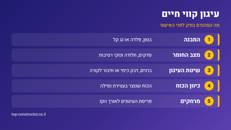 אינפוגרפיקה: מה המהנדס בודק לפני אישור עיגון קווי חיים